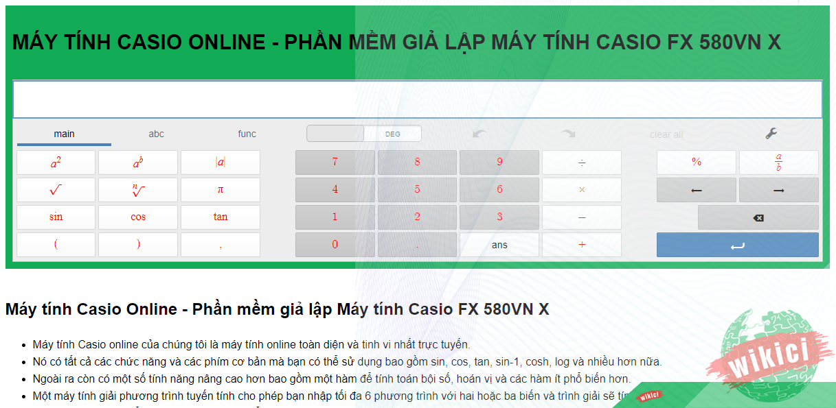 Máy tính casio online - Calculator Online - Phần mềm giả lập Máy …